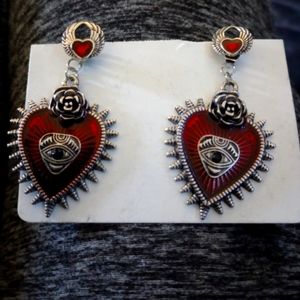 PLANCHETTE RED AND SILVER EARRINGS NEW